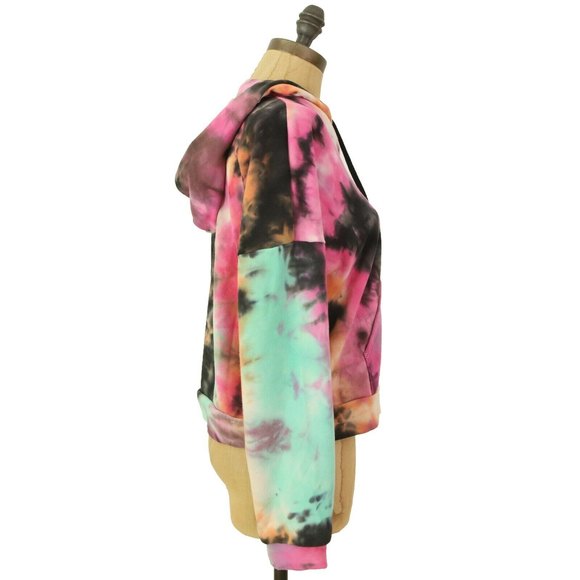 Z By Zella Wander Crop Sweatshirt Hoodie S Dolman Tie Dye Orange Zinnia EUC B48 - Picture 3 of 5